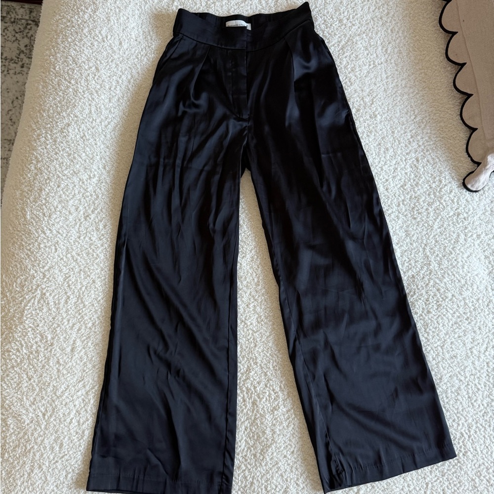 Abercrombie & Fitch Black Trousers with High-Waisted Design and Wide-Leg Fit